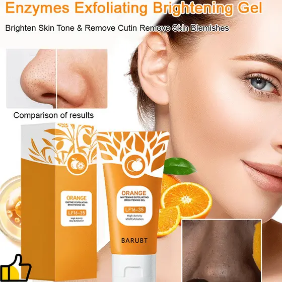 Gel Esfoliante Enzima de Laranja Suave e Eficaz para Limpeza Facial e Remoção de Células Mortas