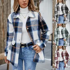 [Estilo Versátil] Camisa Feminina de Flanela/Casual Xadrez/Jaqueta para Uso Diário