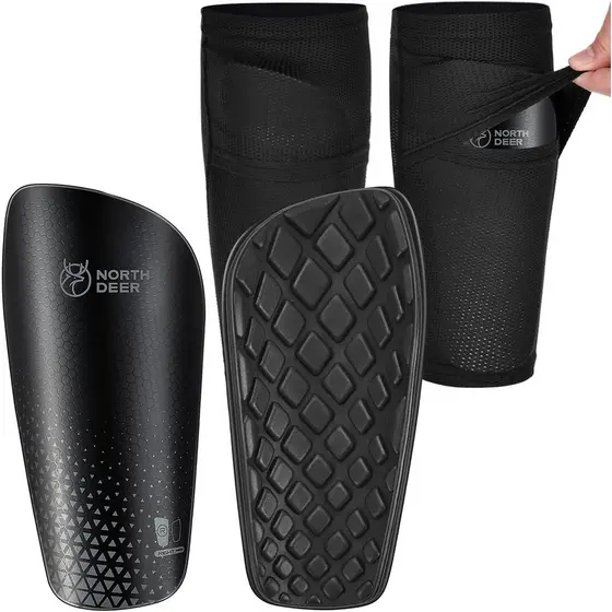 Caneleiras de Futebol Northdeer para Crianças e Adultos. Mangas com Bolso Otimizado - Proteção para Futebol para Meninos