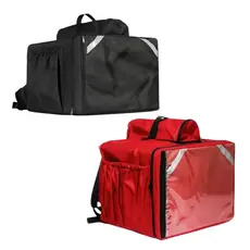 Mochila Bag Com Isopor Preta Vermelha Pizza Motoboy Delivery 45 litros