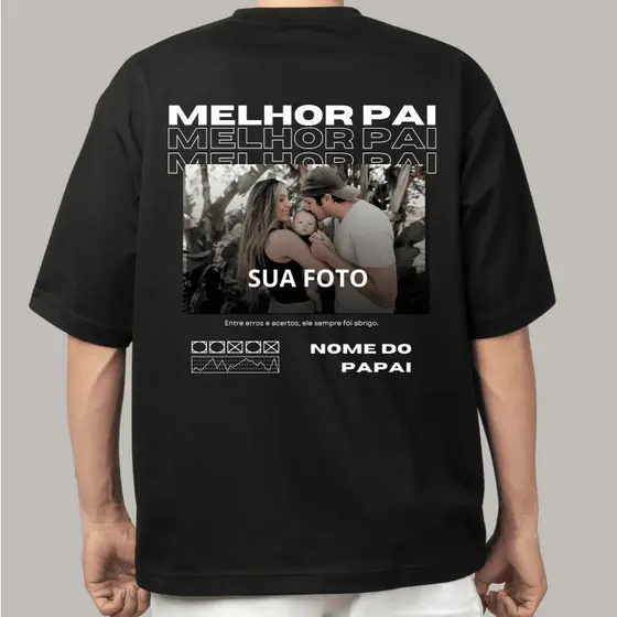 Camiseta Personalizada “Melhor Pai” com Sua Foto Camisa 100% Algodão Presente Dia dos Pais