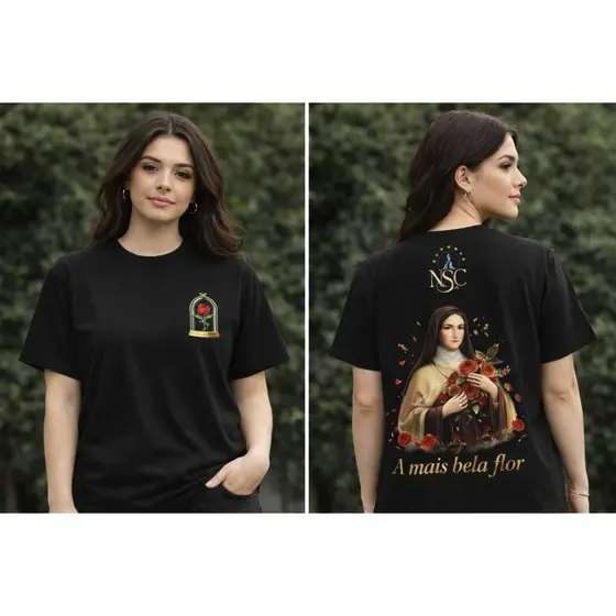 Camiseta Católica Santa Teresinha | A Mais Bela Flor