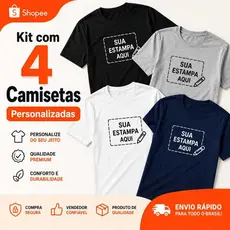 Kit Com 4 Camisetas Personalizadas Farda Personalizada  Uniforme Empresa Faça sua Logo Com a Estampa Preferida