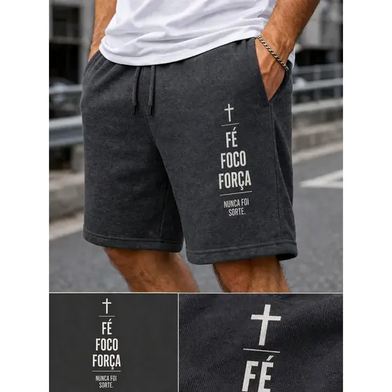 Bermuda Moletom Masculina Chumbo Academia Conforto