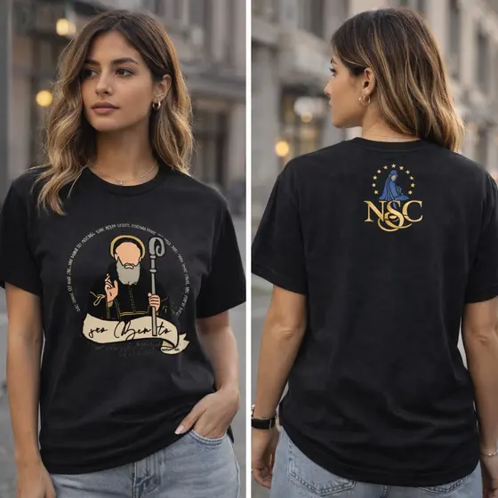 🔥 Camiseta São Bento Católica | Proteção Espiritual + Estilo 🔥
