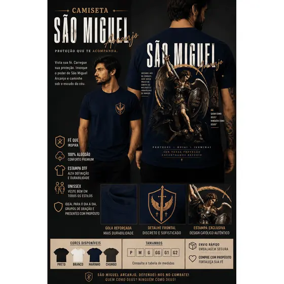 Camiseta São Miguel Arcanjo – Proteção e Fé - Quaresma - Unissex