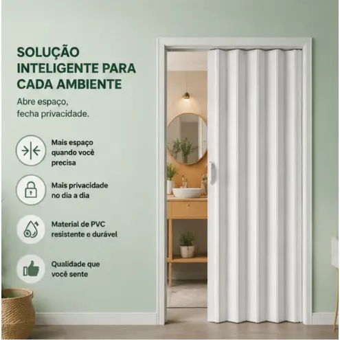 Porta deslizante dobrável em PVC à prova d'água, altura 200 cm, disponível em 3 modelos, garantia de um ano. Adequado pa