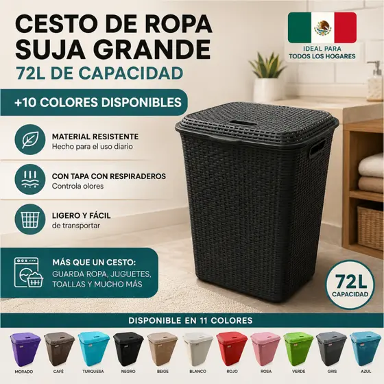 Cesta de armazenamento multifuncional 45/72L, Material de vime de mármore, com tampa, Ideal para armazenamento doméstico