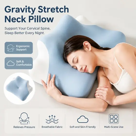 Travesseiro De Dormir De Espuma De Memória Cervical-Capa De Resfriamento Removível , Travesseiros Ergonômicos De Suporte