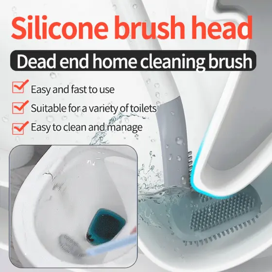 【Cabo Longo】Escova de limpeza para vaso sanitário/Escova de vaso sanitário de silicone com design criativo e formato aga