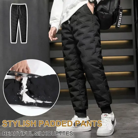 【Super Quente】Calça Masculina de Algodão Térmica com Punho/Calça de Inverno/Calça Forrada para Homens