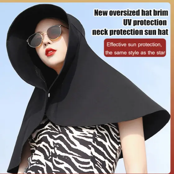 [Chapéu de Sol Feminino] Nuevo Sombrero De Ala Grande Con Protección UV Para El Cuello Y La Cara Proteção/Rosto/Pescoço