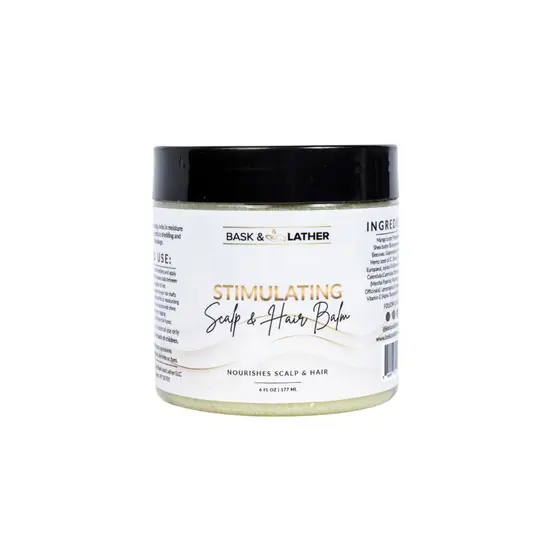 Bálsamo Estimulante para Couro Cabeludo e Cabelo Bask & Lather, Manteiga de Manga e Karité, Óleo de Jojoba Nutritivo, Ól