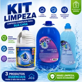 Kit 3 Produtos Limpeza Só Aroma Sabão Liquido e Agua Sanitaria e Amaciante Concentrado Base 5L 2L