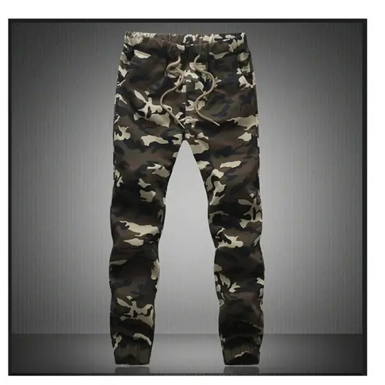 Calças Jogger Masculinas de Outono, Calças Harem Estilo Lápis, Militares Camufladas, Calças Cargo Soltas e Confor