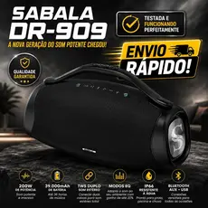 Caixa De Som Sabala Dr-909 Bluetooth 39000mah 200w IP66 Resistente a Agua - Original