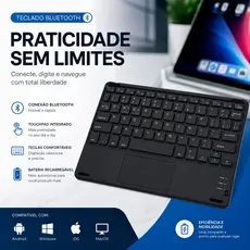 Teclado Sem Fio Com TouchPad Bluetooth TV, TV Box, PC e Notebook-Celular-Laptop-Tablet  2.4GHz