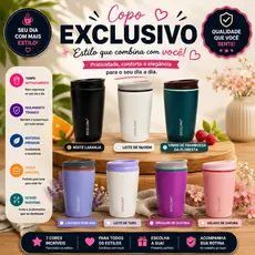 Copo Térmico Aço Inox Premium Com Tampa Hermética P/Café 350ml/600ml - EXCELLING - EX-515/516