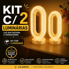 KIT C/2 Luminária/Abajur Luxuosa de Led Iluminação Premium mesa/cabeceira  interruptor touch + USB