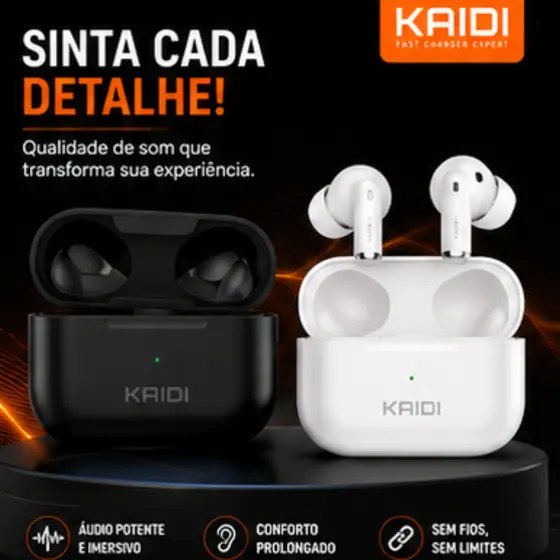Fone de Ouvido Sem Fio Bluetooth KAIDI KD-780 TWS Para Sua Academia Corrida Original