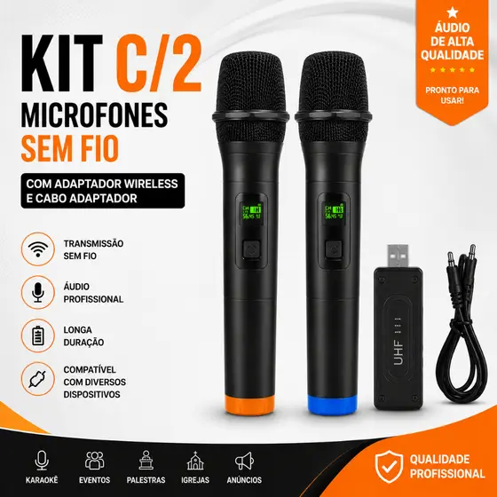 Microfone Sem Fio Igreja Alta Qualidade KIT C/2 ou 1UND ORIGINAL SM-18B NMI-002/001 karaokê -eventos