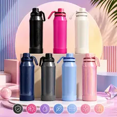 Garrafa Inox Térmica 800ml Glitter –Alça e Base de Silicone Mantém Gelado por 24h EXCELLING -EX-512