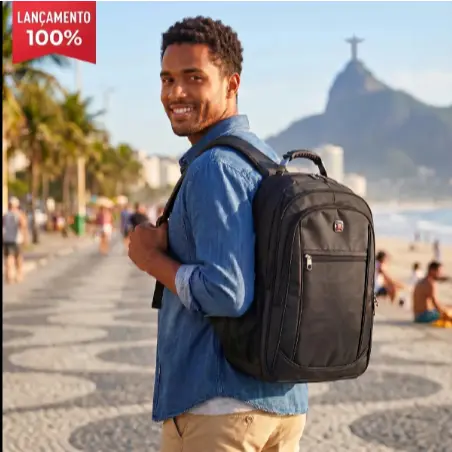 Mochila Executiva Preta Resistente  Reforçada Bolsa Escolar Universitária para Homem Grande Capacidade com Bolso Secreto