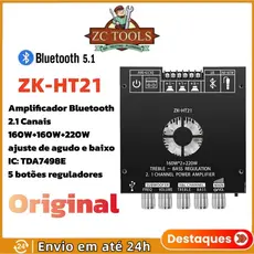 ZK-HT21 Bluetooth 5.0 Placa Amplificadora De Potência 2.1 Canais 160Wx2 + 220W Subwoofer TDA7498E