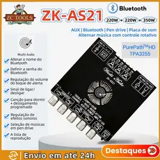 YS-AS21 Módulo Amplificador Digital Bluetooth TPA3255 com Subwoofer de Tons Altos e Baixos 220WX2+350W