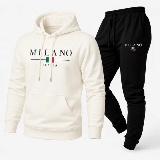 Conjunto Milano Moletom Canguru E Calça Moletom Street Estampado Casual