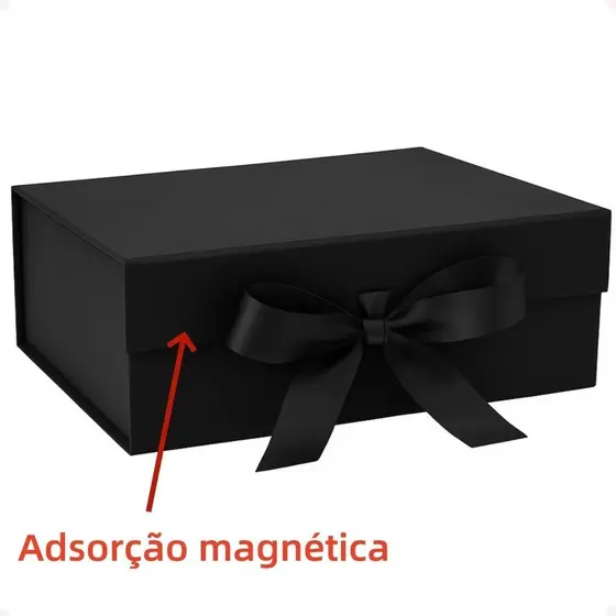 Caixa Presente Rígida Dobrável com Imã e Cetim | Cores à Escolha