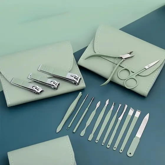 Conjunto de unhas de aço inoxidável, 8 ou 16 peças, com bolsa de armazenamento| Unhas profissionais