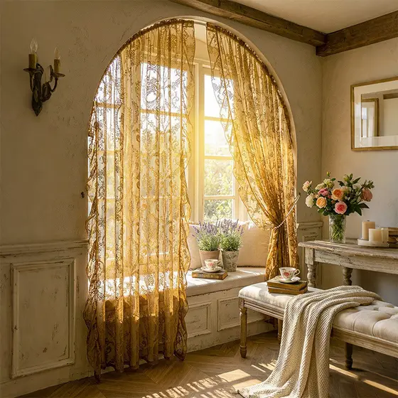 Cortina de gaze branca estilo princesa francesa fantasia sala de estar varanda sala de estudo sala de jantar transparent