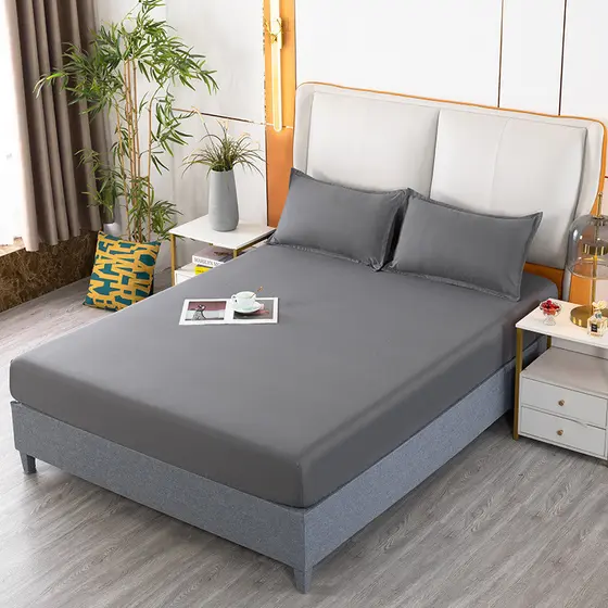 Lençol estampado de cor sólida, peça única, capa de cama de casal, lençol escovado, capa protetora, lençol, conjunto de