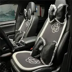 Carro verão gelo seda encosto de cabeça almofada Anti-fadiga novo carro pescoço travesseiro lombar volta camélia respirá