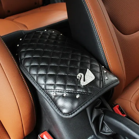 Almofada de caixa de apoio de braço de carro High-End feminino cravejado de diamantes cisne caixa de apoio de braço capa