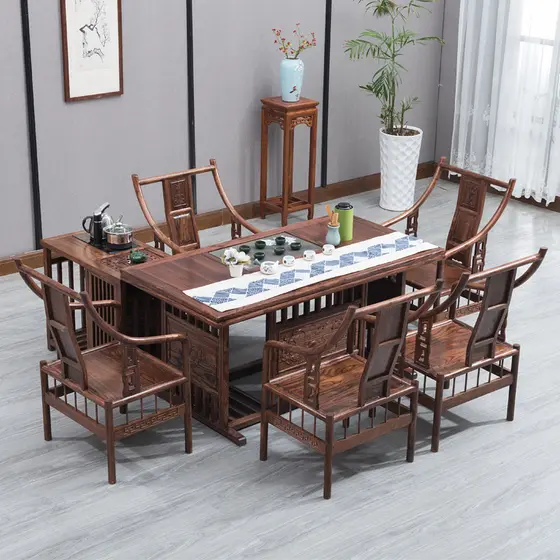 Novo estilo chinês mesa de chá cadeira combinação Kung Fu mesa de chá mesa de chá madeira maciça simples moderno Elm sul