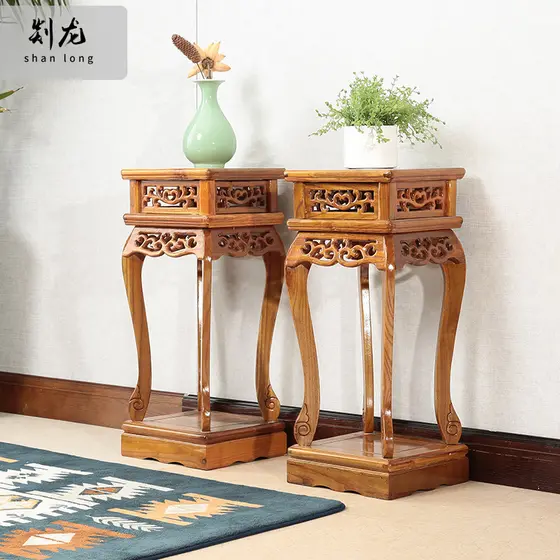 Madeira maciça antigo Elm flor chinesa suporte corrimão vaso de flores cabide suculento corrimão flor suporte interior j