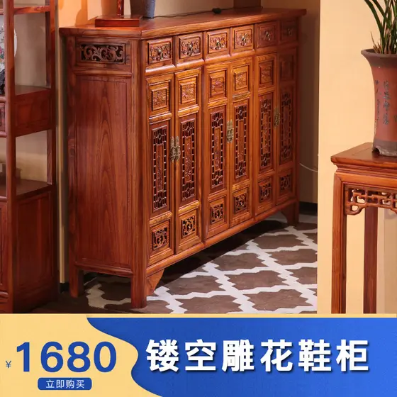 Mingqing antigo móveis de madeira maciça armário multiuso armário lateral de jantar 6 portas 6 gavetas armário de sapato