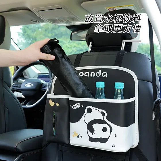 Bolsa de armazenamento de carro para assento de carro, prática, grande capacidade, desenho animado, Panda impertinente, 