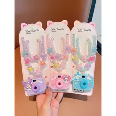 Crianças colar meninas dos desenhos animados frisado pulseira conjunto de jóias meninas câmera projeção brinquedos jóias