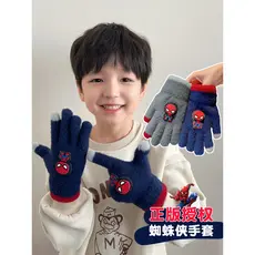 Genuíno Spiderman crianças luvas quentes meninos pode luminosa pelúcia engrossado inverno meninos à prova de vento à pro