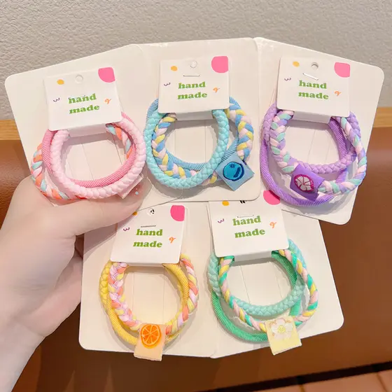 3 tiaras trançadas crianças temperamento simples cordas de cabelo influenciador versão coreana alta elástica laço de cab
