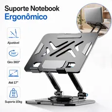 Suporte de Metal Ajustável Para Notebook 10 Ate 17" Giratória de 360°