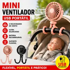 Mini Ventilador USB com Suporte Flexível/Portátil Recarregável,para Carrinho de Bebê-Silencioso