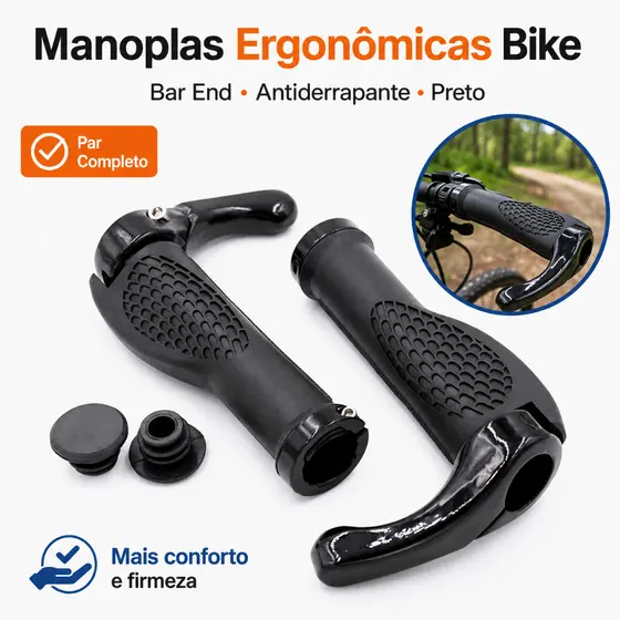 Bar End Manopla Anatomica Guidão Bike Bicicleta Preto