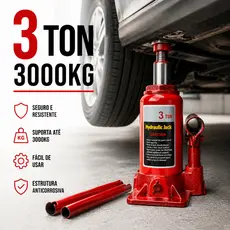 Macaco Hidráulico Vertical 3 Ton para Carro Moto Van Troca de Pneu