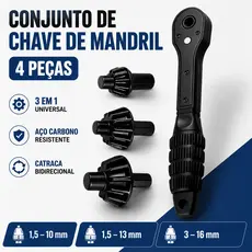 Conjunto de 4 chaves de mandril de ferro para furadeira