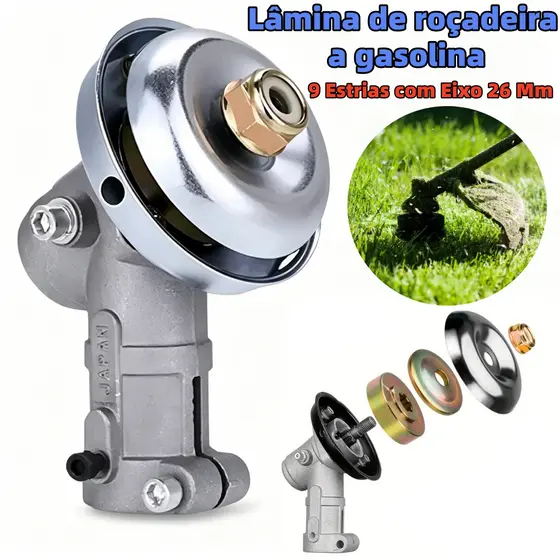 Ponteira Roçadeira Gasolina 9 Estrias com Eixo 26 Mm