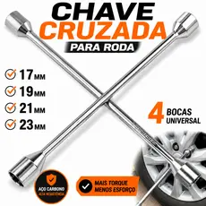 Chave de Roda Estrela Universal Para Carro 4 Bocas 17 19 21 23 Tipo Cruz